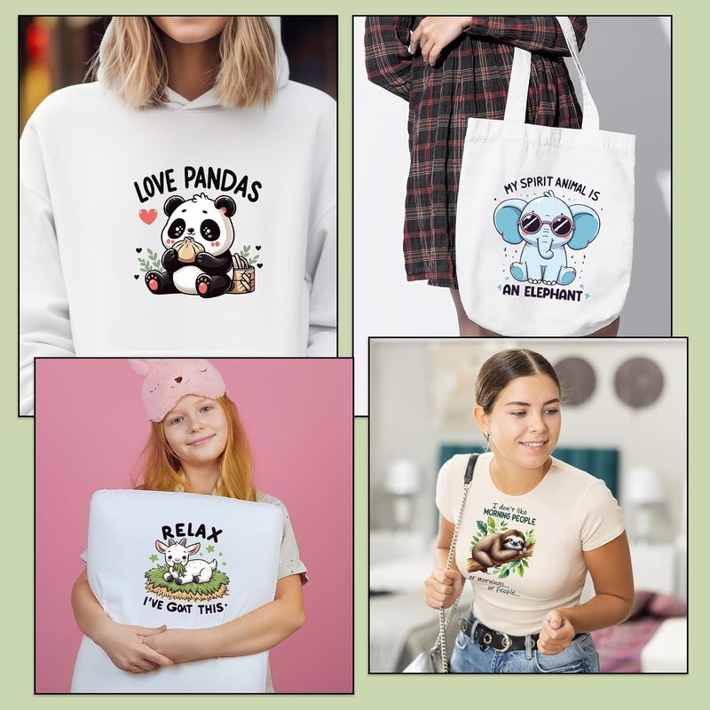 Shejdgart Dtf Transfers Ready to Press - 20 Pcs Funny Animal Iron on Transfers for T-Shirts Sarcastic Cat Dog Cow Heat Transfer Vinyl Stickers Patches Decals for Clothes Bag Pillow DIY Decor - Image 5